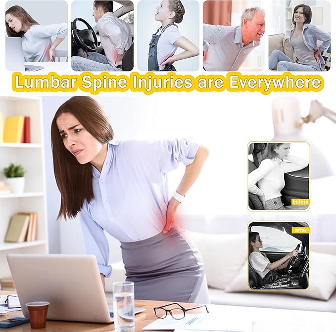 SPRFUFLY Car Headrest Lumbar Support Pillow, 100% Memory Foam Lumbar Pillow with Breathable Removable Cover, Ergonomic Design -Neck Back Pillow Lumbar Support Pillow for Car Seat (Backsaver-One)