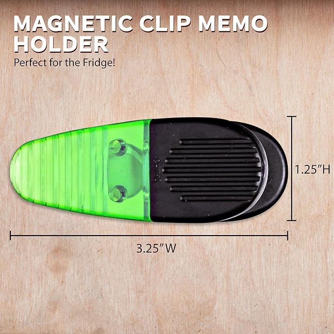 10 Magnetic Memo Holders Set - Large Clip, Plastic - TGreen