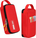 ECHSRT Big Pencil Case, Aesthetic Portable Zipper Pencil Bag with Hidden Pocket, Special Pouch for Men Women Adults, Stationery Organizer Pen Cases for Office Travel, Red