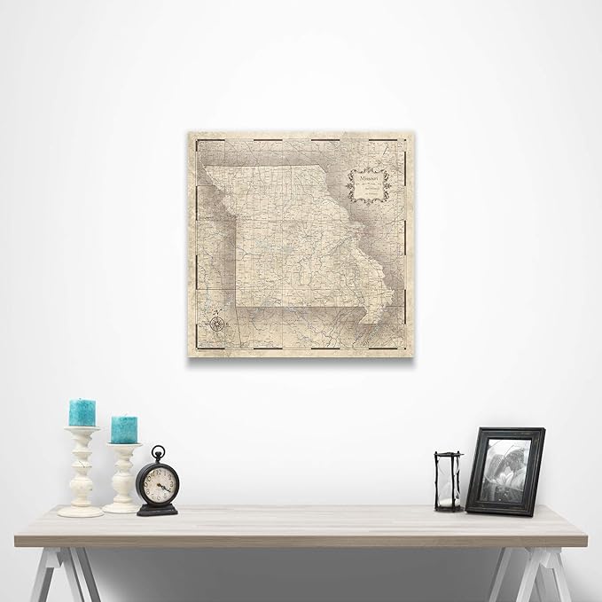 Push Pin Missouri Map Board - With Push Pins to Mark Missouri Travel - Handmade in Ohio, USA - Design: Rustic Vintage