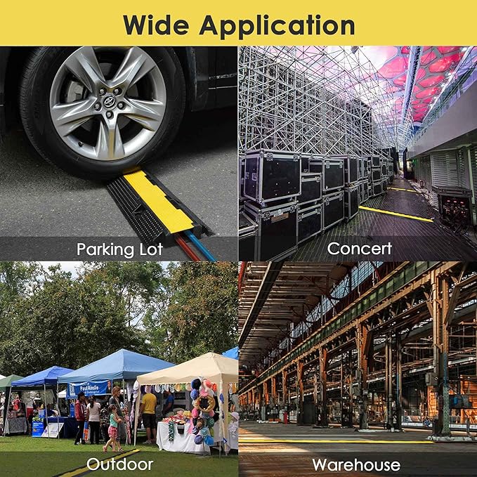 Yescom Cable Ramp Protector 1 Channel Garden Hose Protecitive 22000 Lbs Load Capacity Heavy Duty Speed Bump for Road Driveway Walkway, 2 Packs