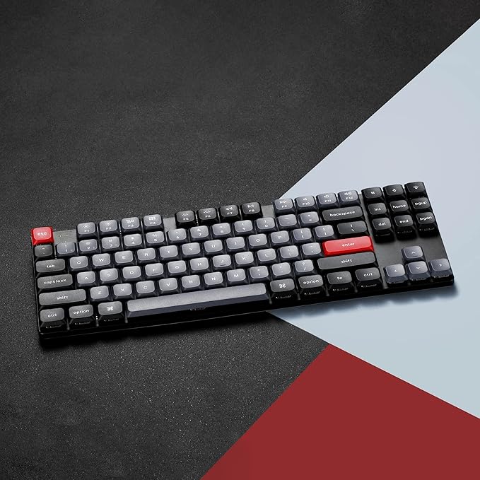 Keychron K1 Pro TKL Layout Ultra-Slim QMK/VIA Custom Bluetooth Wireless/USB Wired Mechanical Keyboard with Hot-Swappable Low-Profile Gateron Red Switch, RGB Backlight PBT Keycaps for Mac Windows Linux