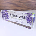 Artblox Personalized Name Plate for Desk | Lavender Design On Clear Acrylic Glass | Custom Desk Name Plate Personalized with Your Name and Credentials for Teacher Phd Military Office Name Plate