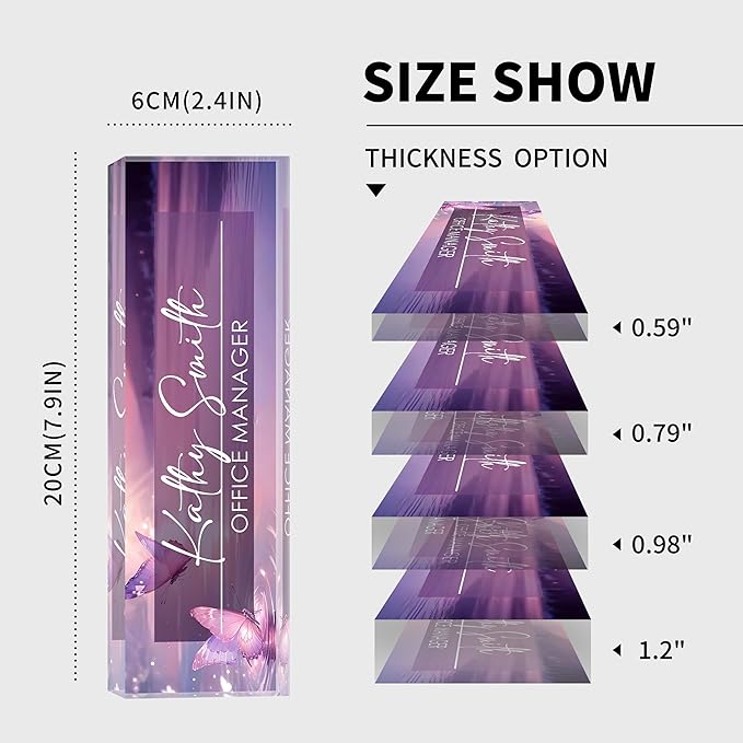 Personalized Name Plate for Desk, Custom Desk Name Plate, Acrylic Name Plate Office Desk Accessories, Personalized Office Gifts for Coworkers Teachers, Employee Appreciation Gifts (Pink Butterfly)