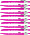 SyPen Personalized Pens With your Custom Logo or Text-500 Pack Bulk-for Businesses, Parties, and Events, Custom Printed Ballpoint Click Pens, Translucent Barrel, Pink Pen, Black Ink