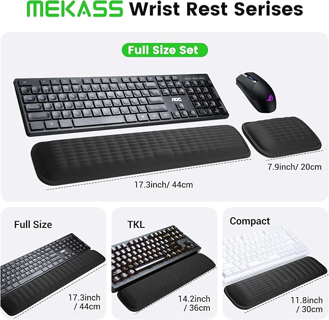 MEKASS Ergonomic Wrist Rest for Keyboard and Mouse, Soft Memory Foam Keyboard Wrist Rest Set with Non-Slip Silicone Base, Easy Typing, Pain Relief, Comfort for Office, Work, Gaming (Pink)