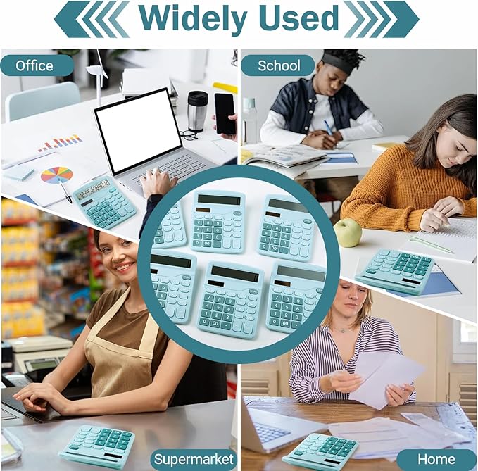 12-Digit Calculator, Desktop Calculators with Big Buttons and Large Display,Office Calculators Desktop,Solar Battery Dual Power,Desk Calculator for Office Home(Blue,8 Pack)