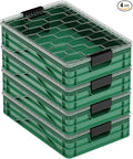 SIDIO Quarter Crate 4 Pack of Stackable Storage Bins - Organizer Bins with Dividers for Garage Organization, Home Storage - Heavy Duty Plastic Containers - 19.16” x 12.75”x 4.57” (Optic Green)