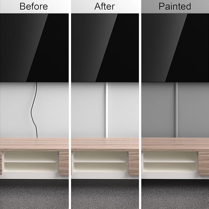 ZhiYo 204in Cord Covers for Wires on Wall, One Small Cord Hider Wall, Self-Adhesive TV Cable Hider, Paintable Wire Covers for Cords, White Cable Management Raceway Kit, 12x L17in W0.5in H0.3in