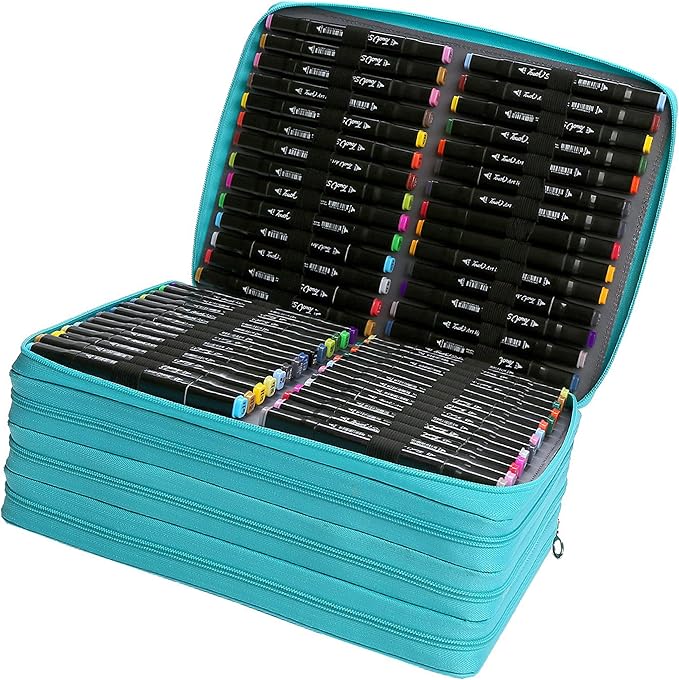 Black Marker Case, 224 Slots Alcohol Marker Case Markers Carrying Bag Holder for Art Sketch Marker, Permanent Paint Marker, Dry Erase Marker, Repair Marker Pen, Color Highlighte Art Supplies