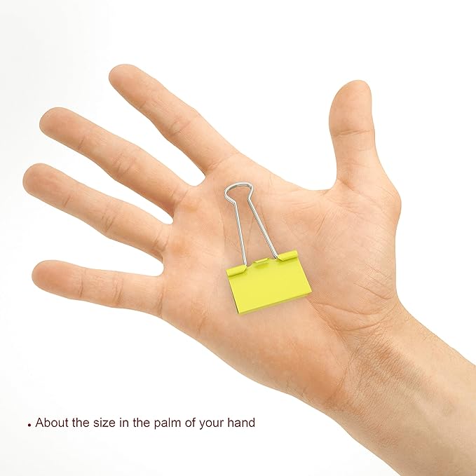 Nctinystore Binder Clips Medium Metal Clamp - 1-1/4 in (1.25 inch/32mm) (Yellow, 12-Count)