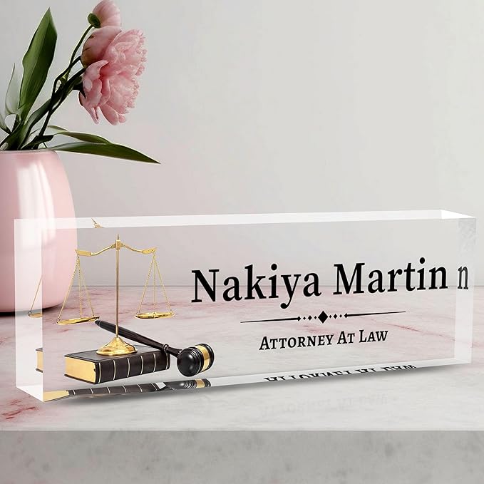 Desk Name Plate Personalized, Lawyer Name Plate for Desk, Office Desk Decor for Women & Men, Employee Appreciation Gifts Custom Office Gifts for Lawyer, MYZDA28YH0928