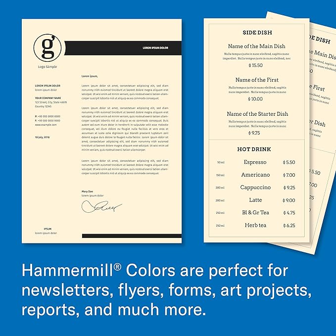 Hammermill Colored Paper, 20 lb Ivory Printer Paper, 8.5 x 11-1 Ream (500 Sheets) - Made in the USA, Pastel Paper, 103176R
