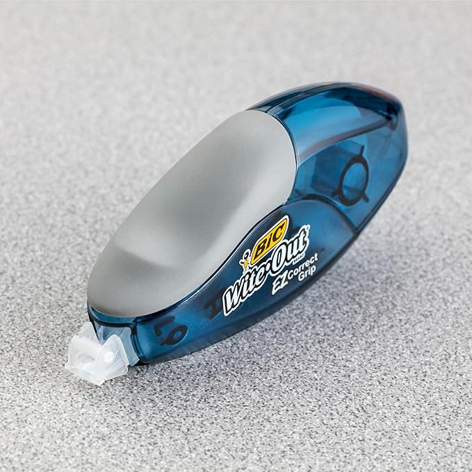 BIC Wite-Out Brand EZ Correct Grip Correction Tape, 19.8 Feet, 2-Count Pack of White Correction Tape, Fast, Clean and Easy to Use Tear-Resistant Tape Office or School Supplies