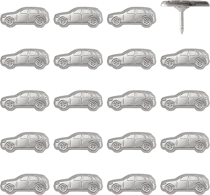 Car Push Pins - Silver Car Pins - for Cork Board, Maps, or Lapel Pin Use - Designed in USA - Set of 20
