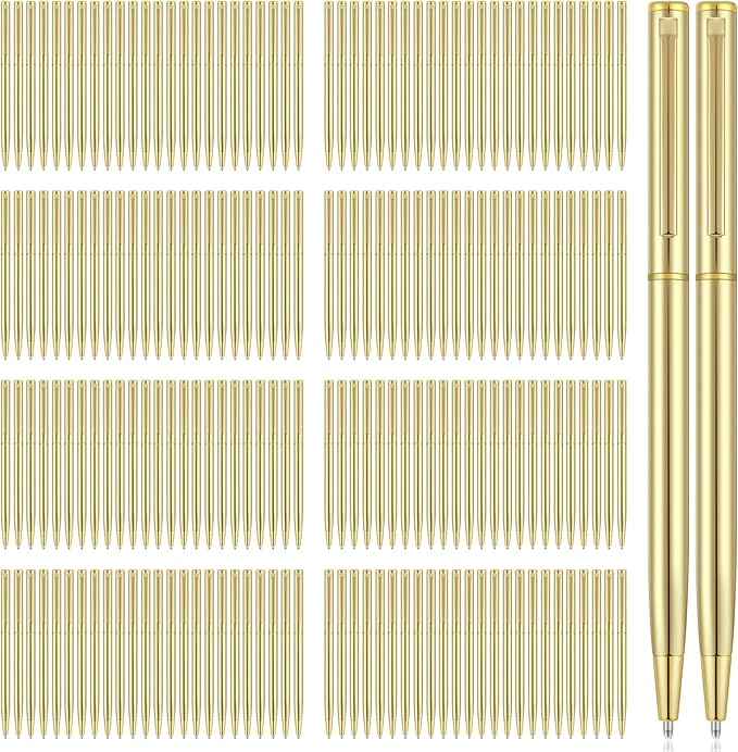 Zonon 160 Pieces Metal Slim Ballpoint Pens Bulk Retractable Metallic Black Ink 1 mm Medium Point Smooth Writing Pens for Wedding Business Office Supplies Students Teachers Men Women Present