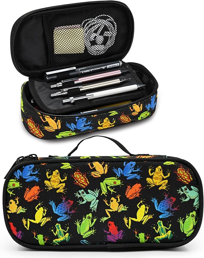 Frogs Pencil Case Pencil Pouch Large Capacity Pen Bag School Office Organizer Stationery Storage Box For Girls Boys Teen Kids