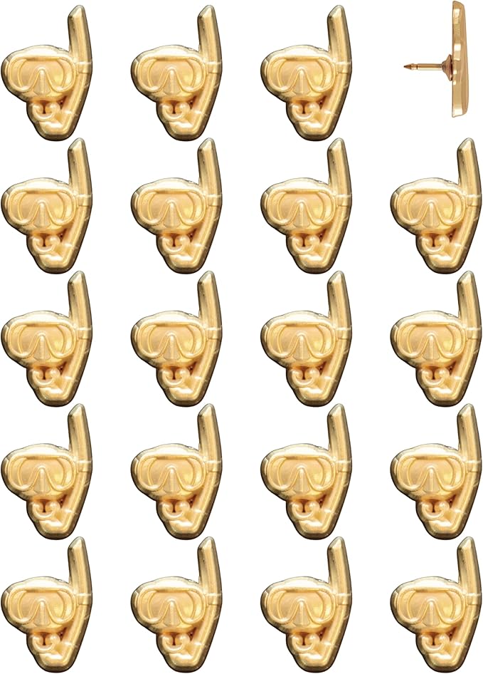 Snorkel Push Pins - Gold Snorkel Map Pins for Cork Boards, Maps, or Lapel Use - Designed in USA - Set of 20
