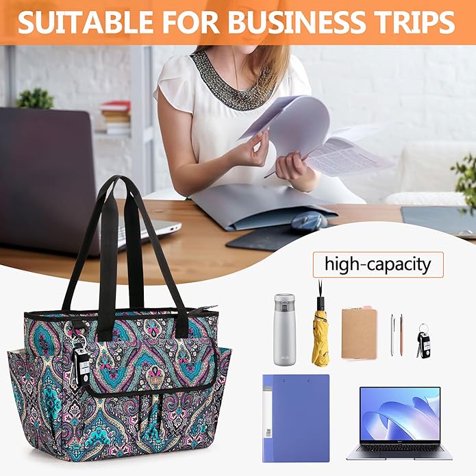LoDrid Large File Folder Bag with Padded Sleeve for 15.6'' Laptop, File Organizer with Reinforced Straps for Work