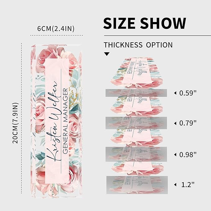 Custom Name Plate for Desk | Personalized Desk Name Plate | Personalized Boss Employee Appreciation Gifts | Acrylic Name Plate Office Desk Accessories (C-Pink Rose)