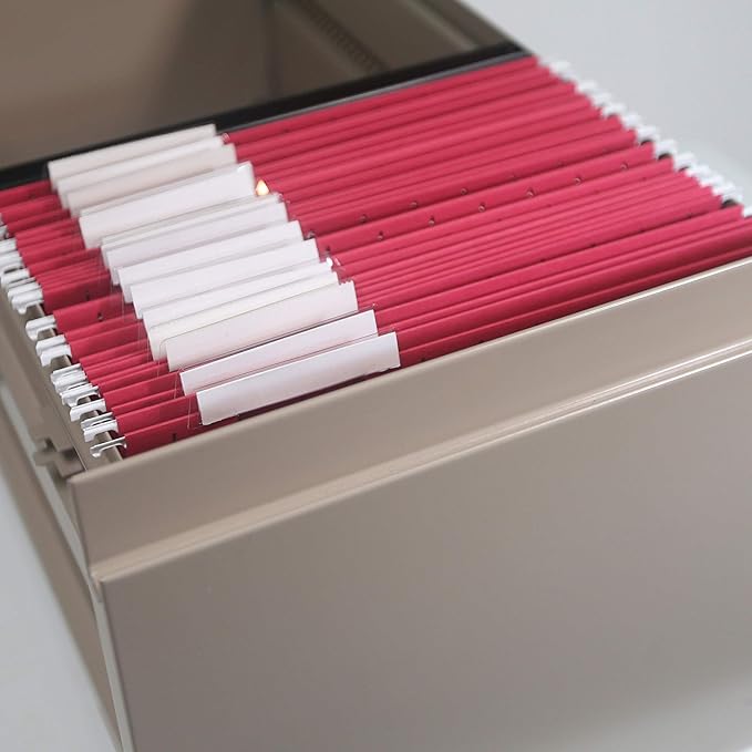 Smead Standard Hanging File Folders, 25 Count, Red, 1/5-Cut Adjustable Tabs, Letter Size (64067)