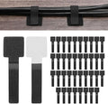 40-Pack Hook and Loop Cable Ties, 3.5 x 1.1 Inch Enhanced Self-Adhesive Cord Organizer for Desk/Home/Wall/Office Essentials, Cable Management Under Desk [Black]