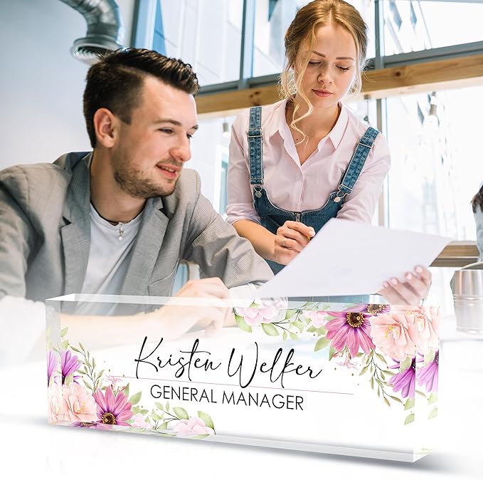 Personalized Desk Name Plates - Office Gifts for Teacher, Boss, Employee Appreciation - Chrysanthemum