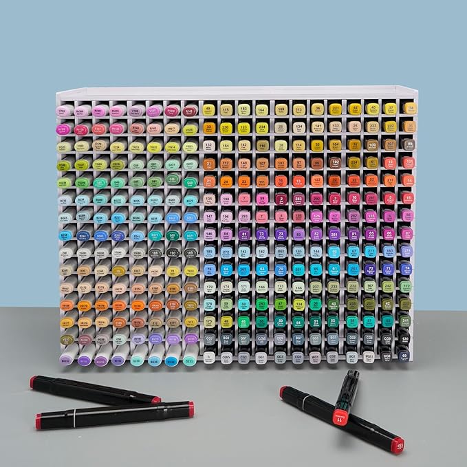 SANFURNEY Art Marker Storage Rack for 300 Markers, Watercolour Brushes Pens Color Pencils Organizer Holder for Desk