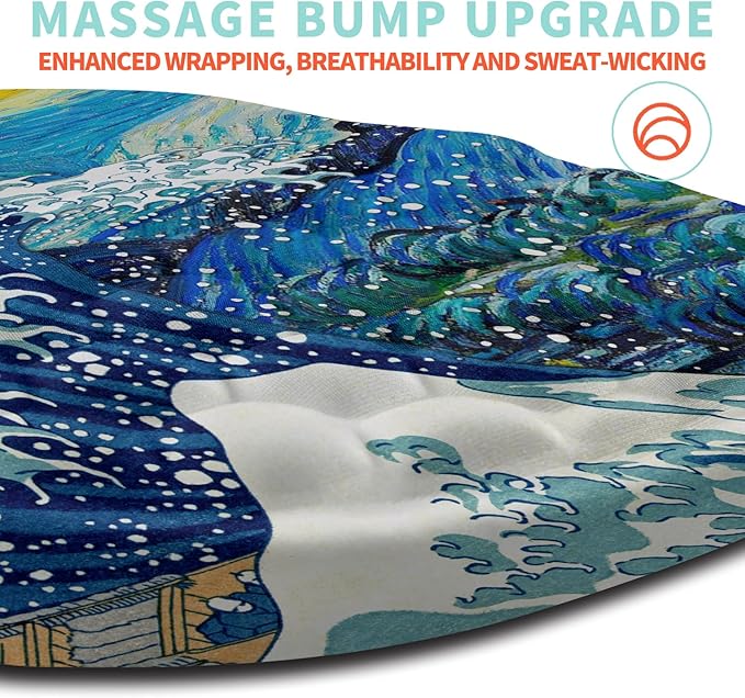 Ergonomic Mouse Pad Wrist Support with Memory Foam Massage Bulge, Carpal Tunnel Pain Relief Mousepad Wrist Rest for Mouse(12x8 inch,Wave Starry)