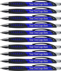 SyPen Promotional Pens With your Custom Logo or Text-300 Pack Bulk-for Businesses, Parties, and Events, Custom Printed Metallic/Colored Click Action Ballpoint Pens, Rubber Grip, Black Ink, Blue