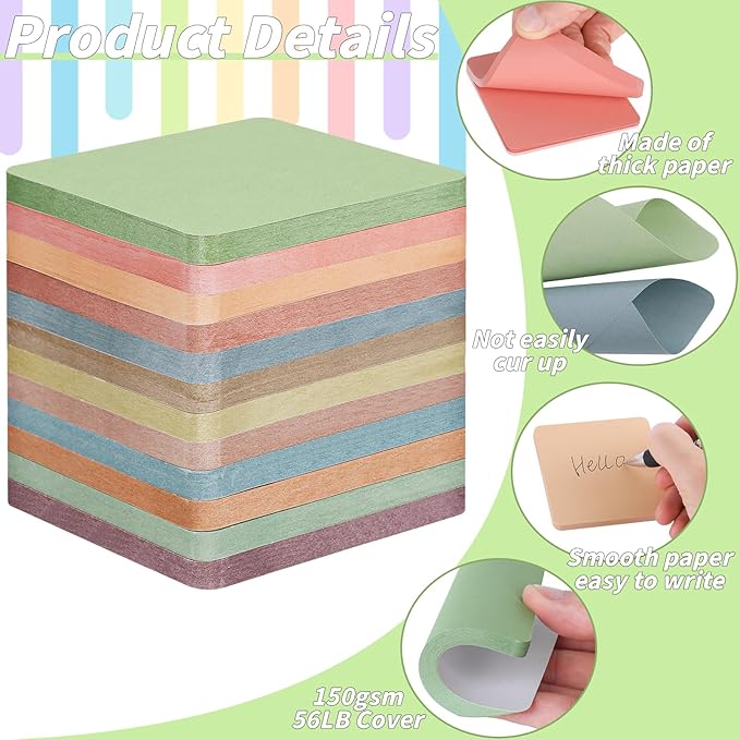 60 Pack Vintage Round Corner Sticky Notes 3x3 12 Retro Colors Posted Note Adhesive Paper Memo Pads 56 Sheets/Pad Self-Stick Note Bulk Easy to Stick for Back to School Teacher Student, Office Supplies