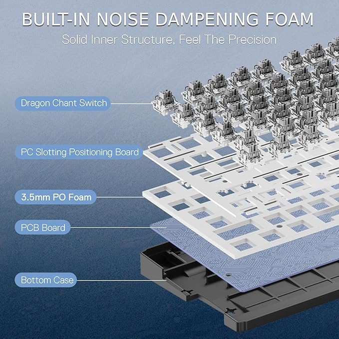 Redragon K668 Wired Gasket RGB Gaming Keyboard, 108 Keys Mechanical Keyboard w/Extra 4 Hotkeys, Upgraded Hot-swappable Socket, Sound Absorbing Foam, Mixed Color Keycaps, Custom Linear Switch