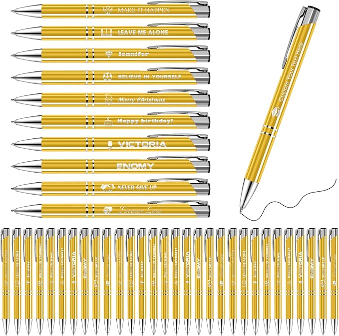 50 Pack Personalized Pens with Logo Text Name Custom Pens in Bulk Black Ballpoint Pens, Gift for Birthday Wedding Christmas Office College Business Promotion