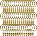 LLPJS 60 Pack Metal Curtain Rings with Clips, Curtain Clip Rings Hooks for Hanging Drapery Drapes Bows, Curtain Rod Rings 1.5 inch Interior Diameter, Gold