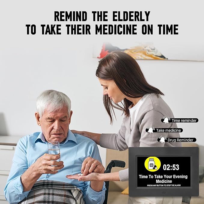 Digital Alarm Clock, Multiple Alarm Functions, Clock with Date and Week, Digital Alarm and Electronic Calendar for Seniors (Black, 7inch WiFi)