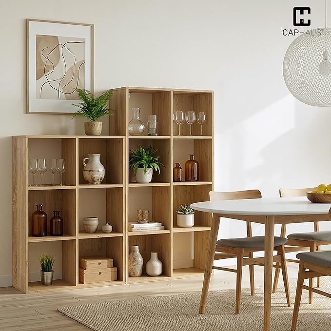 CAPHAUS Sturdy Room 11-Inch Cube Storage Organizer Shelf, with Thick Exterior Edge, Storage Shelf Divider w/Back, Bookcase, 6-Cube, Dark Grey
