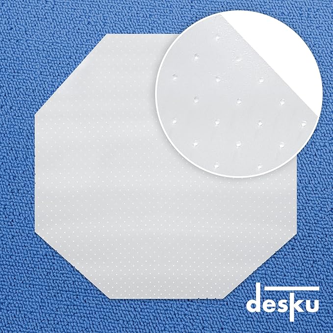DESKU - Octagon Gaming Chair Mat, Computer and Office Chair Mat for Carpet, Clear, 46 Inches x 49.5 Inches, Made in The USA