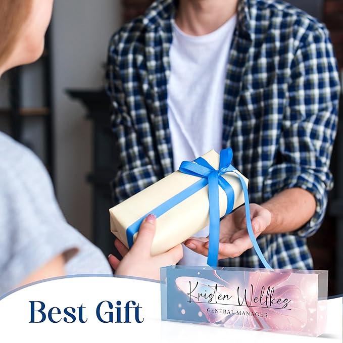 Personalized Office Name Plate, Custom Name Plate for Desks, Office Desk Decorations Gift for Women Men, Acrylic Desk Name Plate for Teacher Coworkers Staff Boss (Butterfly)