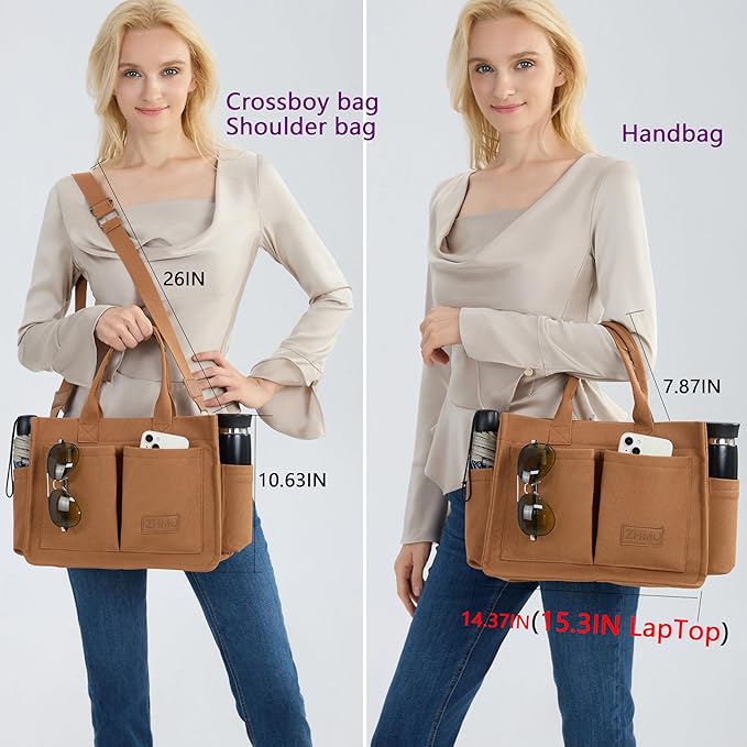 Canvas Tote Bag for Women,Women's Bags Crossbody Bags Work Laptop Tote Bag Large Handbags Purse for Travel Nurse Teacher