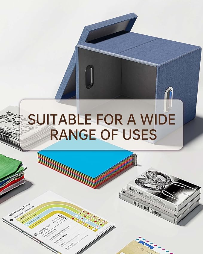 2 Pack File Storage Organizer, Document Organizer, Portable File Box with Lid, Fit for Letter/Legal File Folder Storage,Blue-Box only