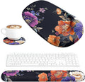 Ospelelf Wrist Rest for Keyboard and Mouse Ergonomic Mouse Pad with Wrist Support Memory Foam Wrist Rest for Computer Keyboard,3-in-1 Gel Mouse and Keyboard Pad for Office Black Flower