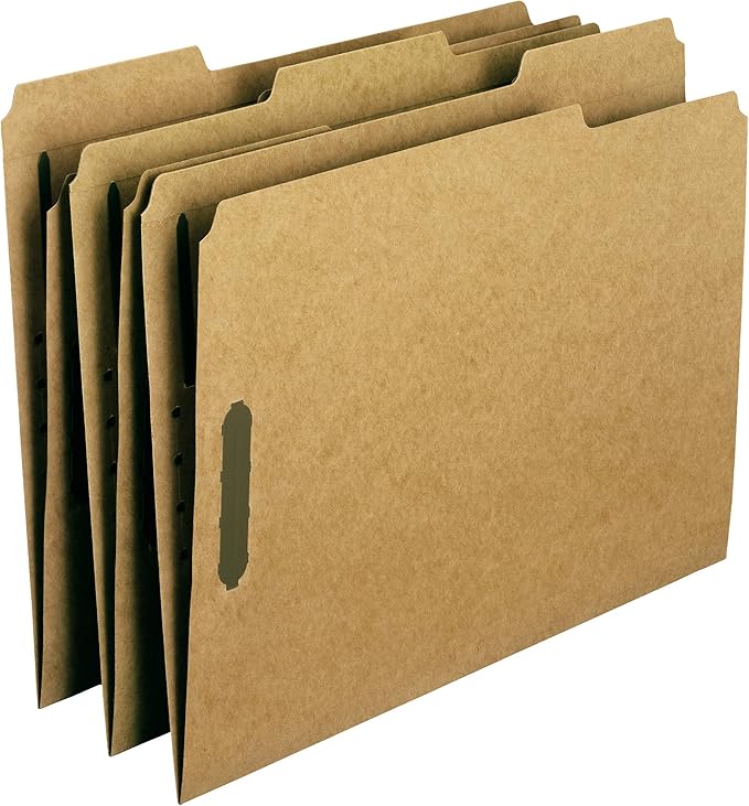 Smead Fastener File Folder, 2 Fasteners, Reinforced 1/3-Cut Tab, Letter Size, Kraft, 21 per Box (14839)