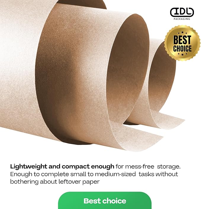 Brown Kraft Paper Roll 18" x 1800" (150 feet) with Cutter - USA-Made Wrapping Paper for Packing, Moving, Shipping & Crafts/Arts - 100% Recyclable Natural Craft Material by IDL Packaging