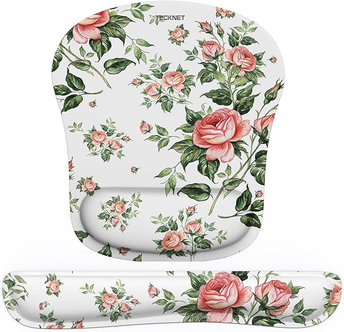 TECKNET Keyboard Wrist Rest and Mouse Pad with Wrist Support, Memory Foam Set for Computer/Laptop/Mac, Lightweight for Easy Typing & Pain Relief Ergonomic Mousepad