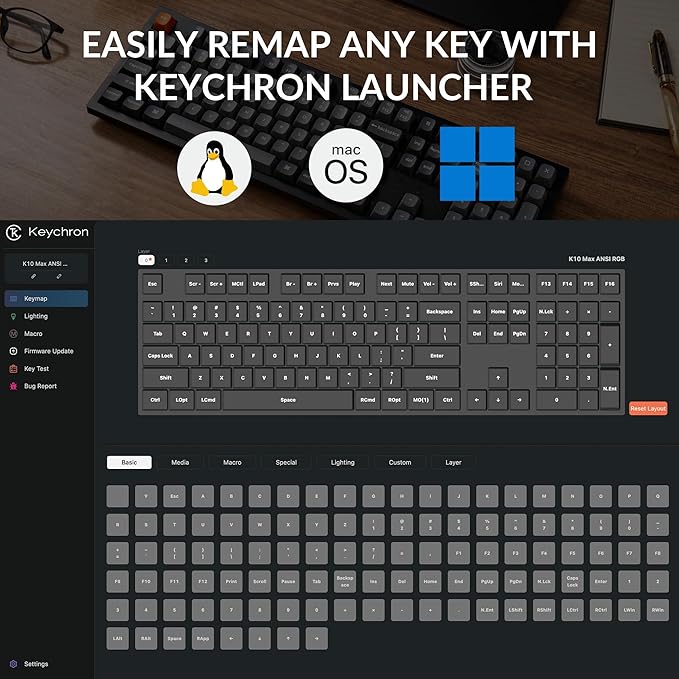 Keychron K10 Max Wireless Custom Mechanical Keyboard, QMK 2.4 GHz Bluetooth Full-Size with Hot-swappable Keychron Super Banana Switch Compatible with Mac Windows Linux (RGB Backlit)