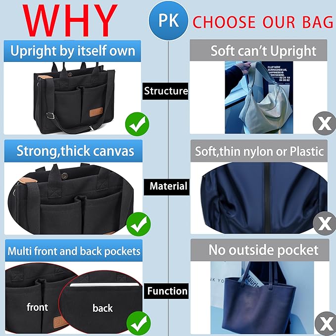 Canvas Tote Bag for Women,Women's Bags Crossbody Bags Work Laptop Tote Bag Large Handbags Purse for Travel Nurse Teacher