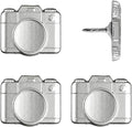 Camera Push Pins - Silver Metal Camera Pins - for Cork Board, Maps, or Lapel Pin Use - Designed in USA - Set of 4