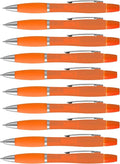 DISCOUNT PROMOS 10 Two in one Highlighter Pens Pack - Ballpoint, Silver Accents - Orange