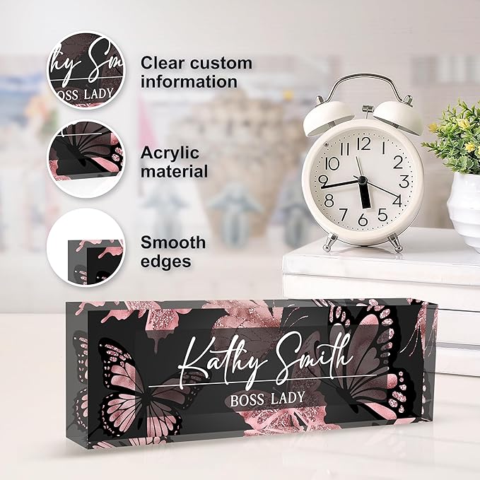 Custom Name Plate for Desk | Personalized Desk Name Plate | Personalized Boss Employee Appreciation Gifts | Acrylic Name Plate Office Desk Accessories