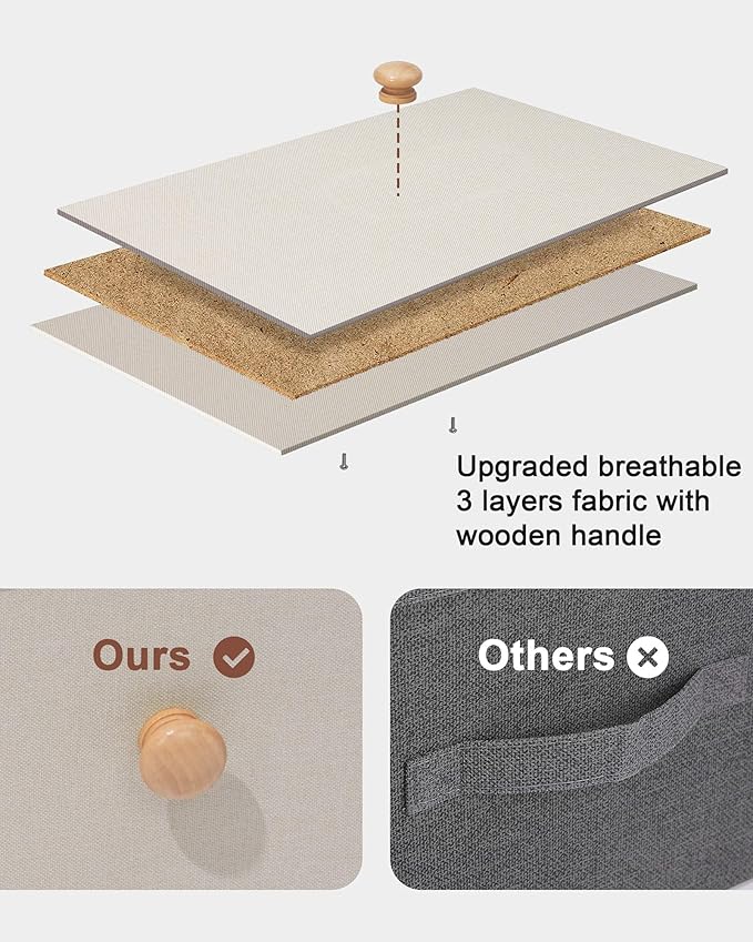 Crestlive Products Tall Dresser, 7-Drawer Fabric Storage Tower, Chests of Drawers - Vertical Organizer Unit for Bedroom, Hallway, Entryway, Nursery, Closets - Steel Frame, Wood Top & Handles (Beige)